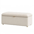 Panca contenitore 100 x 40 x 45 cm in tessuto beige - imbottita con coperchio