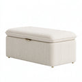 Panca contenitore 120 x 45 x 48 cm in tessuto crema imbottita stile moderno