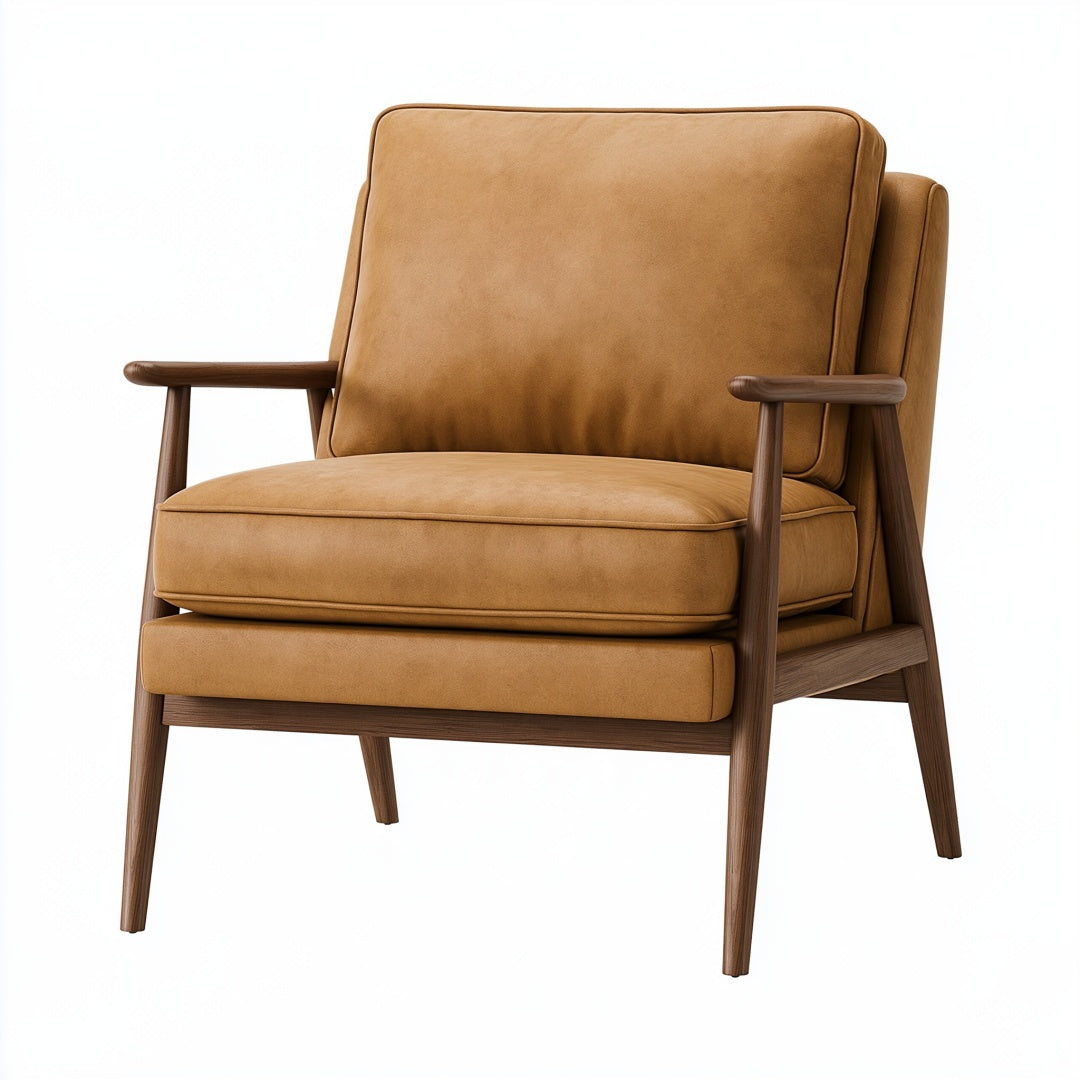 Poltrona 73 x 82 x 92 cm in similpelle marrone con struttura in legno stile moderno