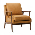 Poltrona 75 x 85 x 95 cm effetto pelle cognac con struttura in legno stile moderno