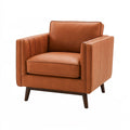 Poltrona 90 x 88 x 85 cm in similpelle marrone cognac per soggiorno stile moderno