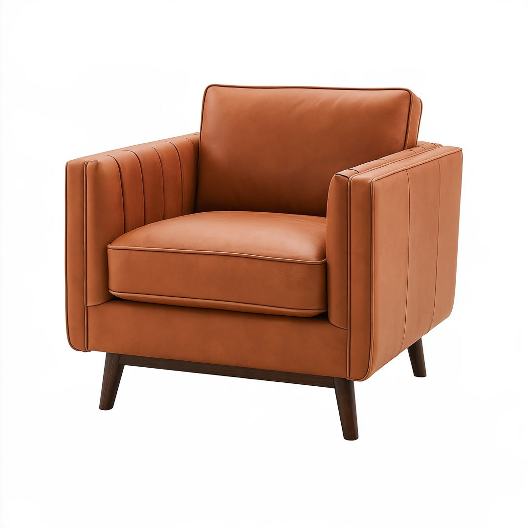Poltrona 90 x 88 x 85 cm in similpelle marrone cognac per soggiorno stile moderno