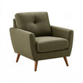 Poltrona 80 x 85 x 92 cm in tessuto verde oliva con gambe in legno stile moderno