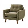 Poltrona 82 x 78 x 88 cm in tessuto verde oliva con gambe in legno stile retrò