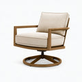 Poltrona girevole 75 x 80 x 85 cm in tessuto beige e legno per soggiorno - stile moderno