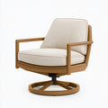 Poltrona girevole 78 x 82 x 88 cm in legno e tessuto beige stile moderno