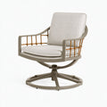 Poltrona da esterno girevole 82 x 78 x 90 cm in metallo tortora con cuscini beige stile contemporaneo