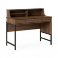 Scrivania con alzata 120 x 60 x 100 cm in legno ingegnerizzato marrone stile industriale con cassetti e ripiani