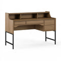 Scrivania 160 x 60 x 110 cm in legno marrone e metallo nero con cassetti e ripiani