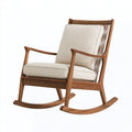 Sedia a dondolo 70 x 95 x 102 cm in legno marrone con seduta imbottita beige