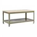 Banco da lavoro 120x60x90 cm in acciaio e legno beige/verde con ripiano inferiore