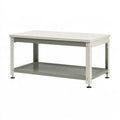 Tavolo da lavoro 120 x 60 x 90 cm in acciaio grigio e bianco con ripiano inferiore