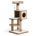 Tiragraffi per gatti 60 x 50 x 150 cm in legno beige con sisal e cuccia