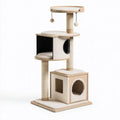 Tiragraffi per gatti 60 x 60 x 150 cm in legno beige con cuccia piattaforme e colonne in sisal