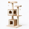 Tiragraffi per gatti 60 x 50 x 160 cm in legno beige con cuccia e colonne in sisal