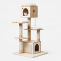 Albero tiragraffi per gatti 60 x 50 x 150 cm in legno beige con cuccia e piattaforme