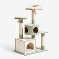 Albero tiragraffi per gatti 60 x 50 x 145 cm in sisal e tessuto verde salvia - con cuccia e piattaforme