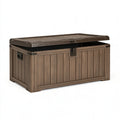 Baule contenitore da esterno 120x60x64 cm in plastica marrone con coperchio apribile