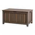 Cassapanca da esterno 120 x 60 x 65 cm in resina marrone effetto legno con coperchio