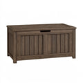 Baule contenitore da esterno 120 x 60 x 63 cm in resina marrone effetto legno con coperchio stile classico