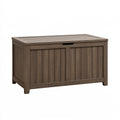 Cassapanca da esterno 120 x 60 x 63 cm in resina marrone effetto legno - contenitore con coperchio
