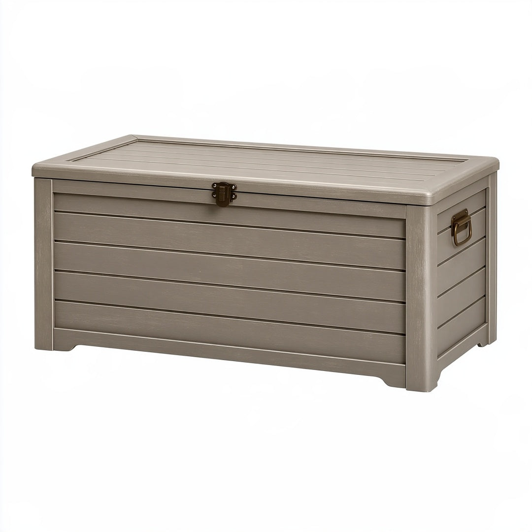 Cassapanca da esterno 120 x 60 x 60 cm in resina tortora con coperchio