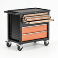Carrello portautensili 80 x 45 x 95 cm in acciaio nero e arancione con 5 cassetti e ruote