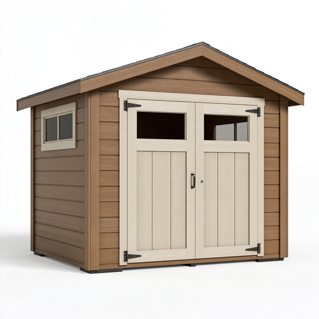 Casetta da giardino 180 x 120 x 210 cm in legno marrone e beige con doppia porta